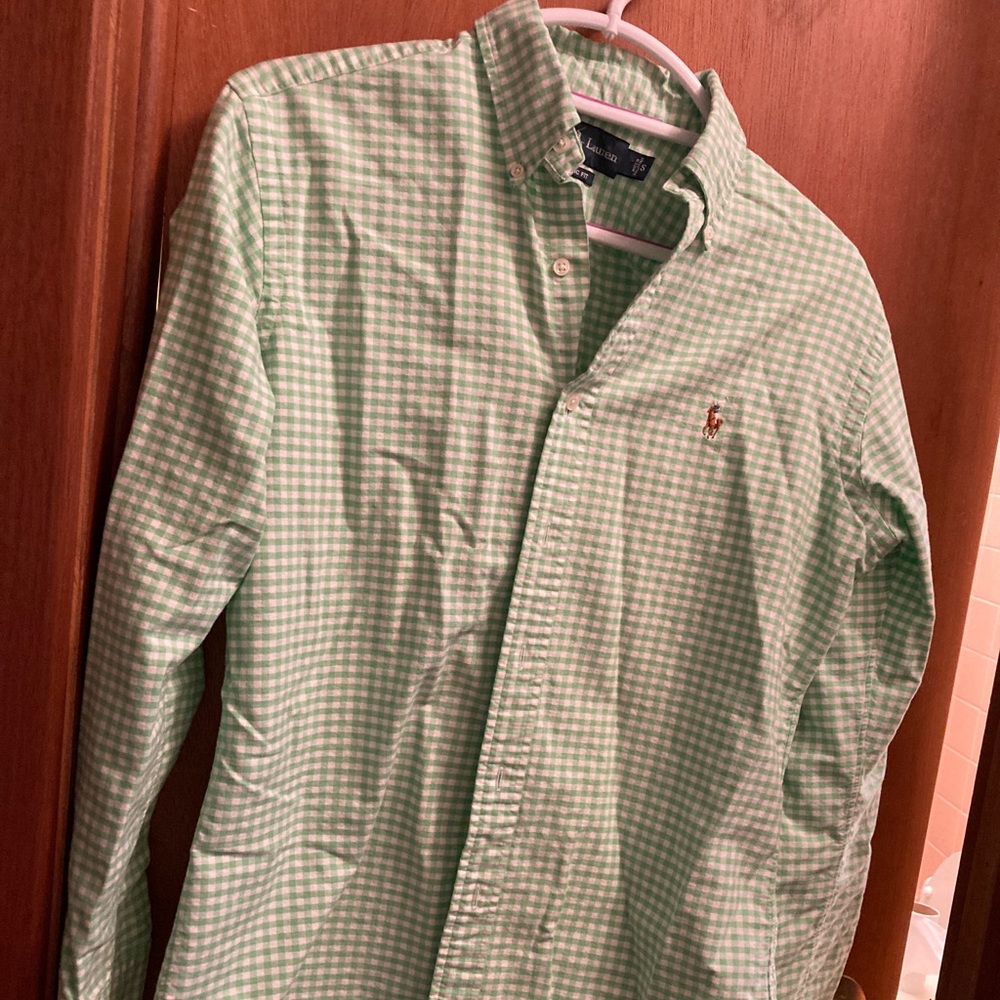 Ralph Lauren green gingham long sleeve button down